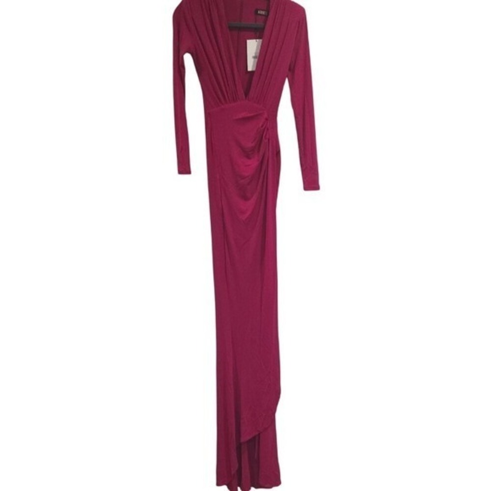 Nookie Farrah‎ Gown Cerise Pink Long Sleeve Maxi Dress NMJ2026 Womens Size S NEW